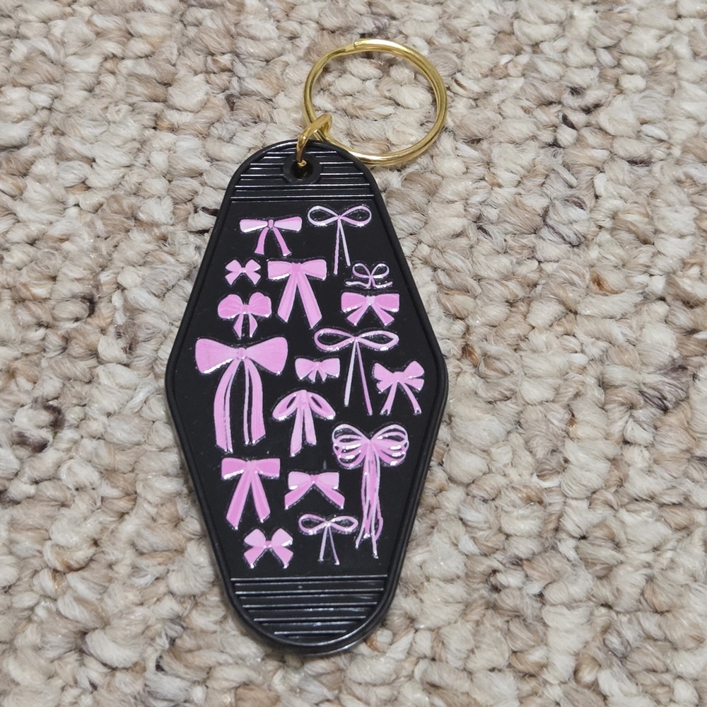 Hand Crafted Pink and Black Key & Card Holder